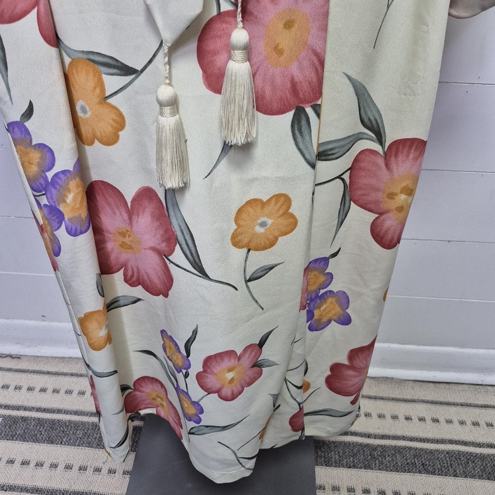 Vintage Bendigo Impressions Floral Robe With Tassel Ties Size M - Picture 6 of 12